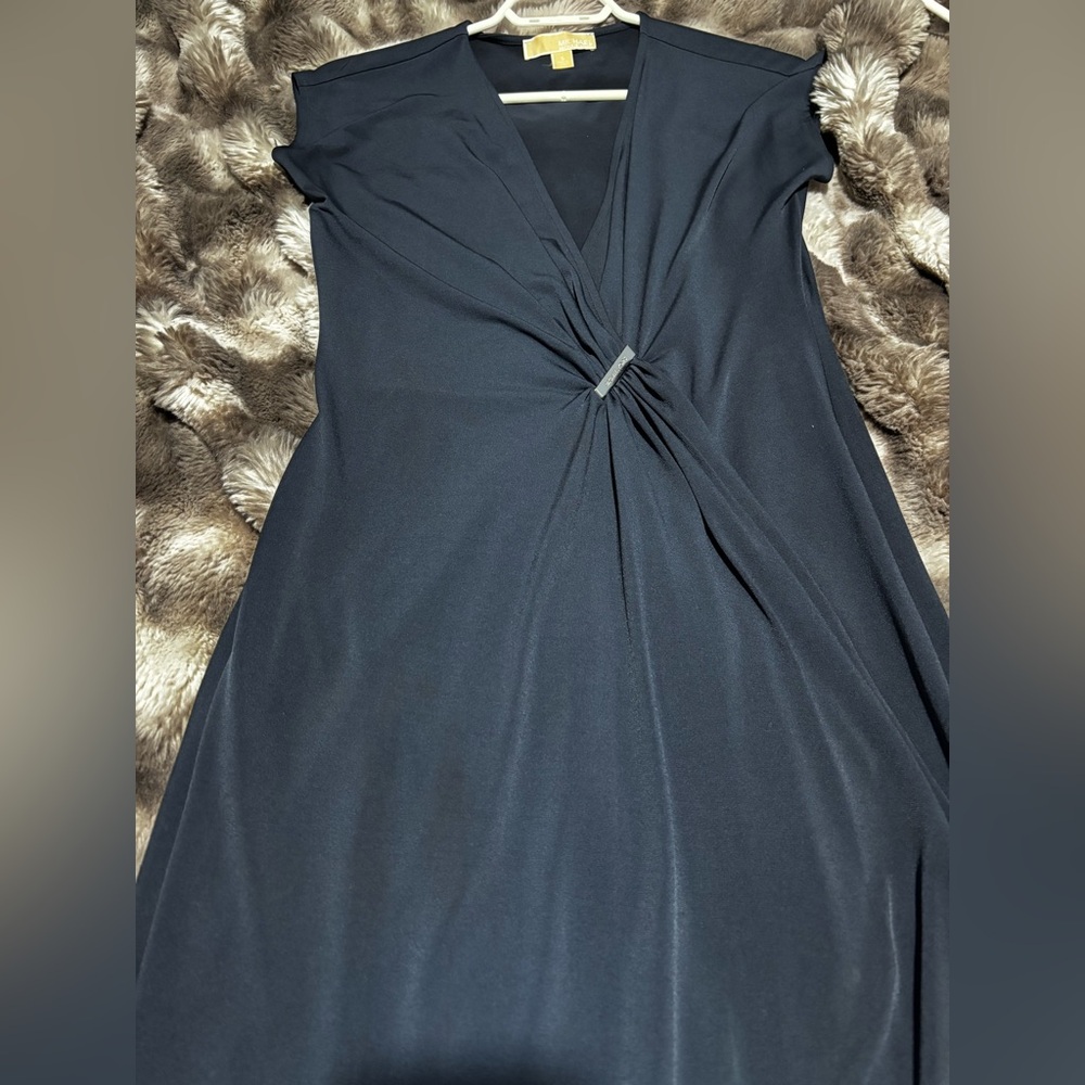 Michael Kors Black Knot-Front Midi Dress